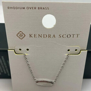 KENDRA SCOTT Jaimee Metal Pendant Rhodium Necklace Perfect for Engraving NEW NWT